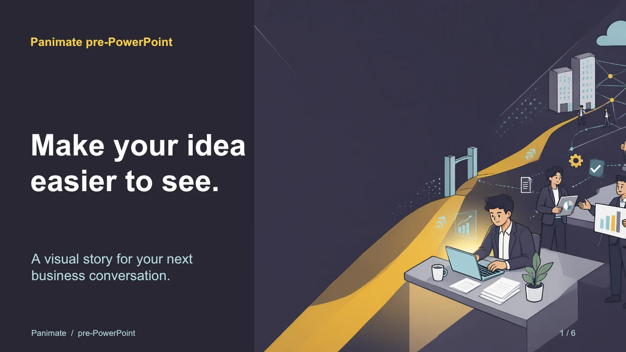 A visual pathway from an idea to a business conversation. Make your idea easier to see.